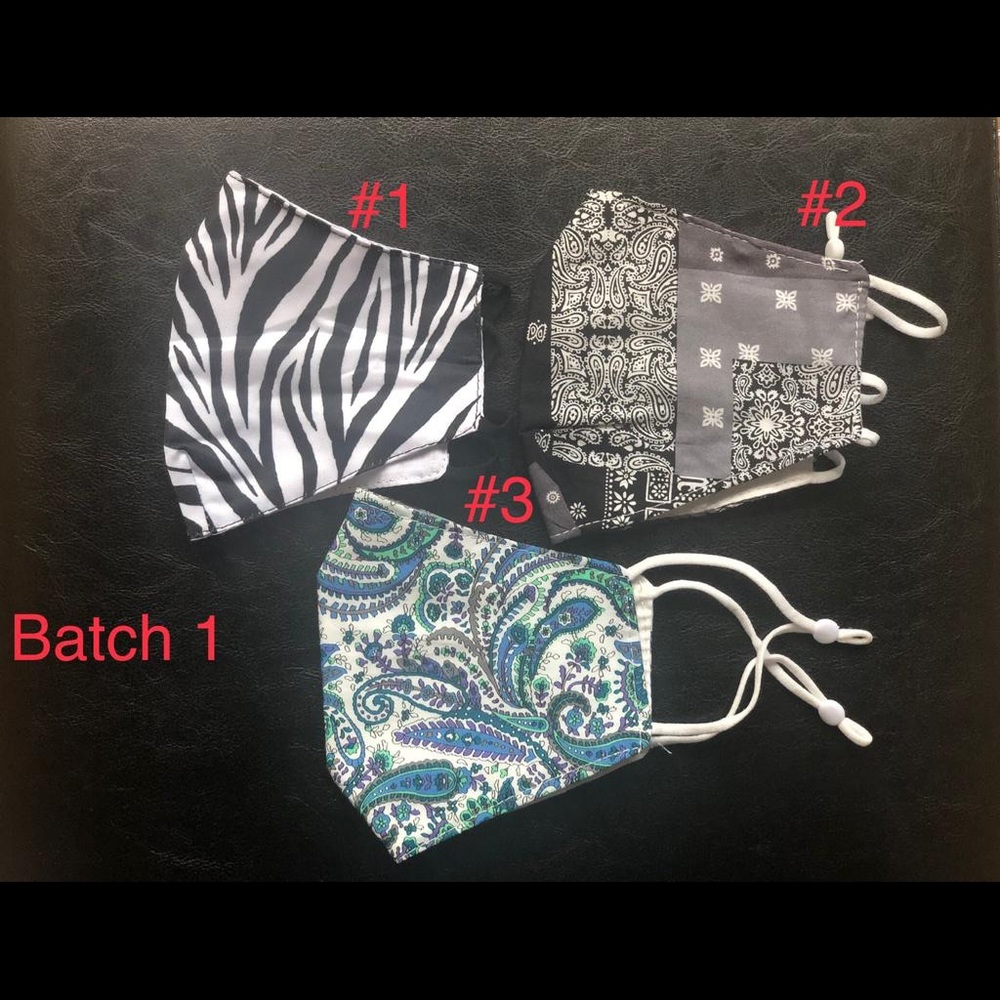 3 Washable flower pattern face masks